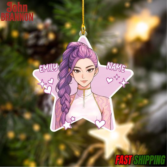 Discover Personalized Name KPOP Ornament, KPOP Christmas Keepsake, Huntrix Ornament, Demon Hunters Custom Ornament for Her, Mira Rumi Zoey Ornament