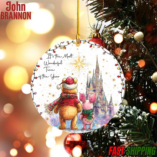 Discover Christmas Its The Most Wonderful Time Of The Year Ornament, Cute Honey Bear & Friends Xmas Ornament, Disney Honey Bear Ornament