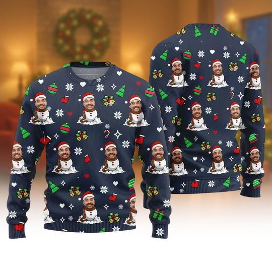 Discover Funny Custom Face Ugly Christmas Sweater, Christmas Snowman Sweater, Holiday Gift for Men Women, Xmas Party Gift, Gift For Him