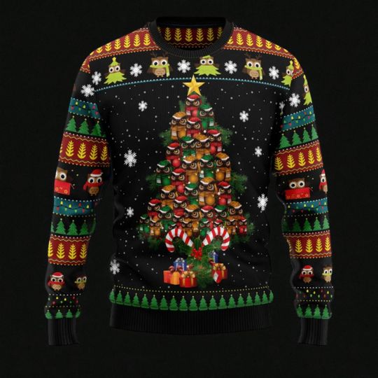 Ugly Christmas Owl Sweater, Cute Christmas Owl Sweater, Ugly Christmas Sweater