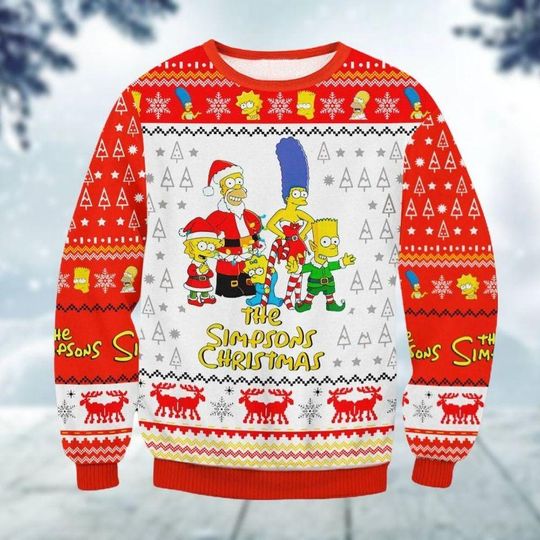 Discover Funny Homer Simpson Christmas Sweater, Ugly Xmas Jumper, Cartoon Holiday Sweatshirt Gift for Men Women Fans Xmas Party Outfit