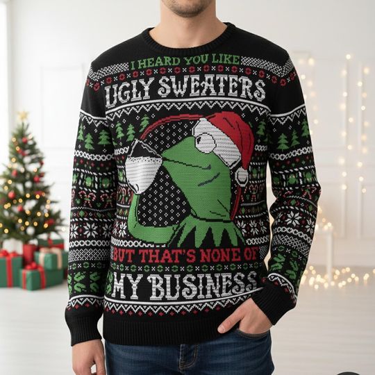 K the frog Christmas Ugly Sweater, Meme Holiday Sweater, The Muppets Sweater For Men And Women, Funny Xmas Gift