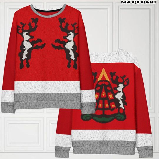 Discover 2XS-6XL Unisex Scott Santa Claus 1994 Movie Inspired Sweatshirt Red Sweatshirt With Reindeer And Christmas Tree Details Christmas Cosplay