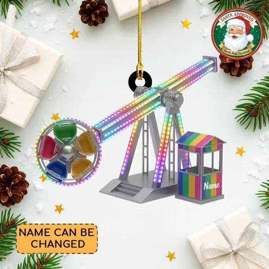 Discover Personalized Carnival Ride Christmas Ornament Swing Carousel Amusement Park Gift