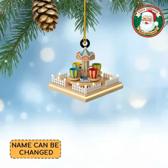 Discover Personalized Carnival Teacup Ride Christmas Ornament Amusement Park Ornament
