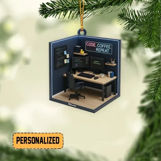 Discover Personalized Computer Programmer Christmas Ornament, Laptop Coding Ornament Gift