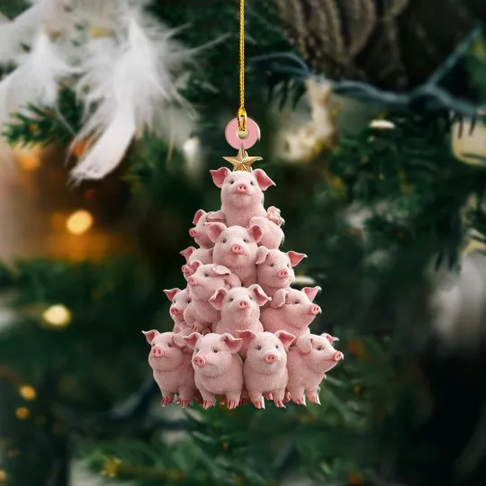 Discover Personalized Pig Christmas Ornament, Animal Christmas Tree Hanging Tree