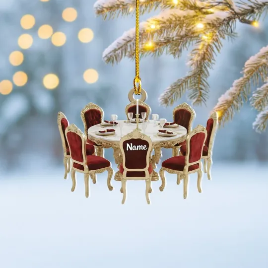 Discover Personalized Dining Table Christmas Ornament, Royal Dining Ornament Xmas Gift