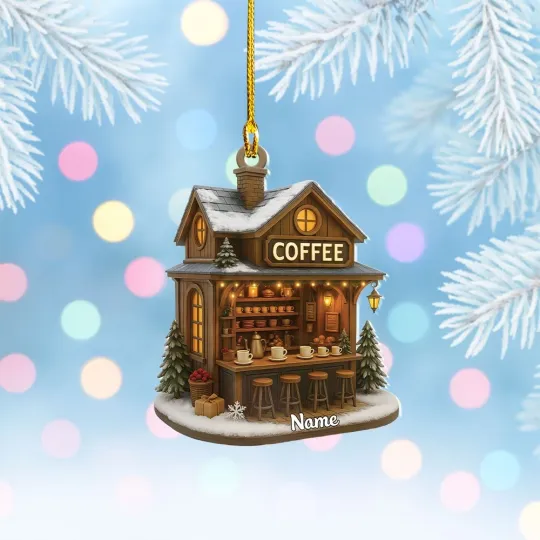 Discover Personalized Coffee Shop Christmas Ornament Café Ornament Coffee Lovers Ornament