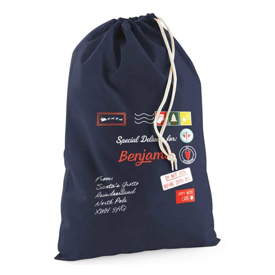 Discover Personalised Mail Sack with Christmas Gifts 100% Cotton