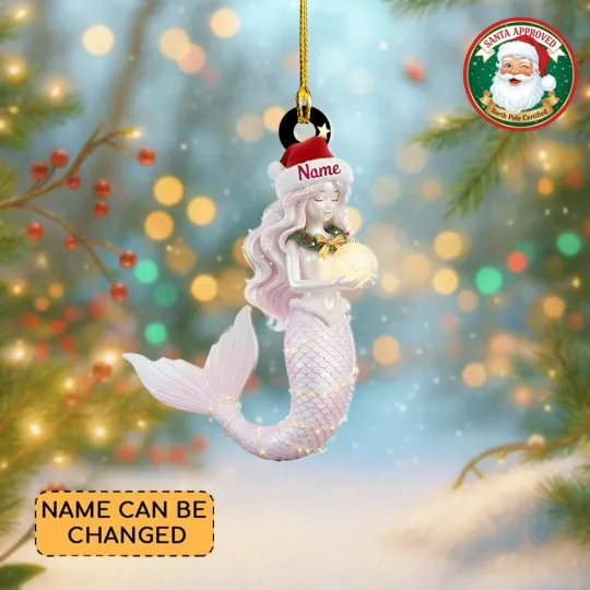 Discover Personalized Mermaid Christmas Ornament, Sea Nautical Mermaid Girl Ornament Gift