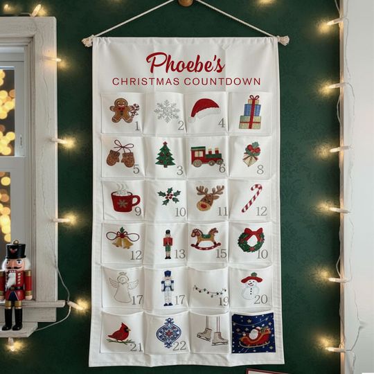 Personalized Fabric Advent Calendar Forest Theme Christmas Countdown Keepsake for Kids & Families