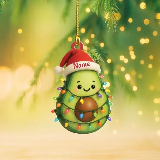 Discover Personalized Avocado Christmas Ornament, Avocado Christmas Lights Ornament Gift