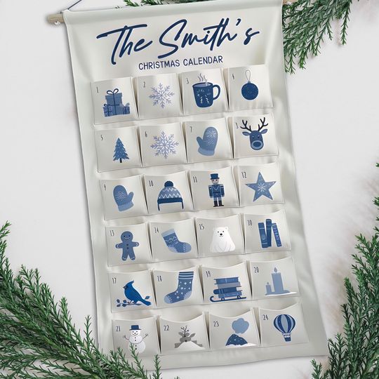 Personalized Fabric Advent Calendar - Handcrafted Forest Theme Christmas Countdown Keepsake for Kids and Families