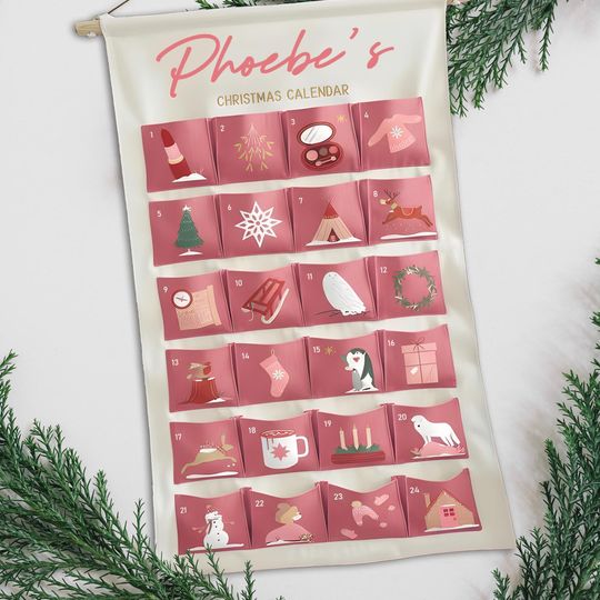 Personalized Fabric Advent Calendar with Forest Theme Christmas Countdown Keepsake for Kids and Families