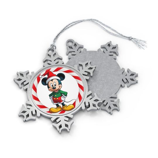 Discover Disney Mickey Mouse Pewter Snowflake Ornament, Christmas Decoration, Holiday Gift, Disney Home Decor, Mickey Mouse Ornament, Mickey Gift