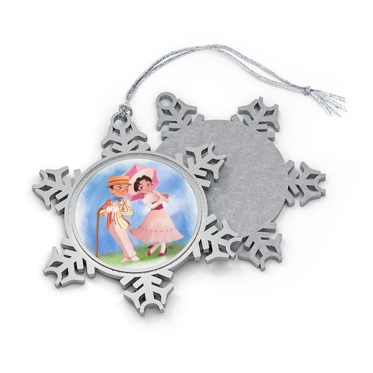 Disney Mary Poppins and Bert Pewter Snowflake Ornament, Disney World Ornament, Mary Poppins Ornament, Disney Mary Poppins Christmas Ornament