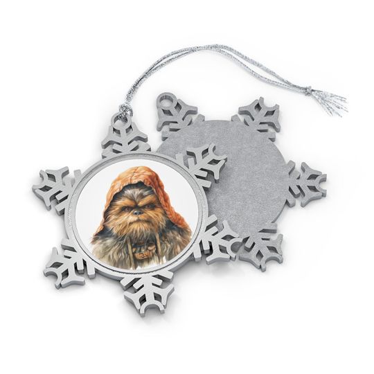 Star Wars Ewok Pewter Snowflake Ornament, Christmas Tree Decoration, Holiday Gift, Geeky Home Decor, Star Wars Ornament, Ewok Ornament