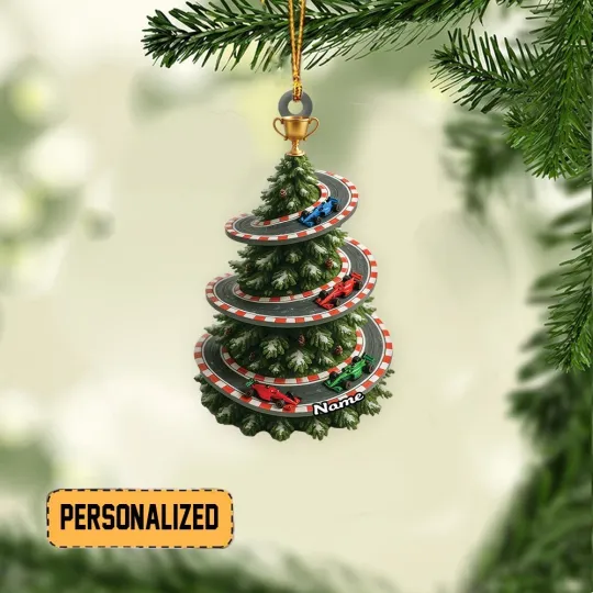 Discover Personalized Race Car Christmas Ornament, Race Track Ornament Racer Ornament Gift