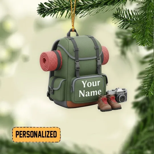 Discover Personalized Hiking Bag Christmas Ornament, Camping Adventure Ornament Xmas Gift
