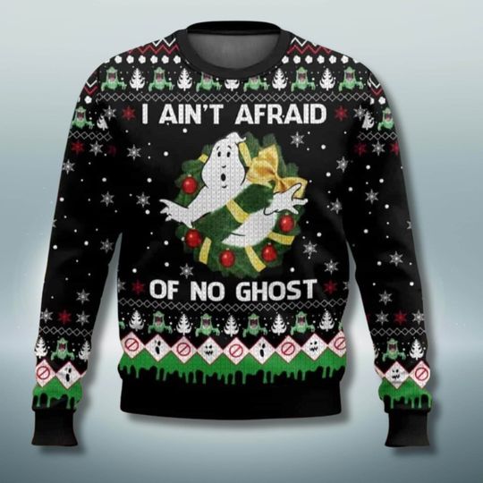 Discover Retro Ghost Parody Ugly Christmas Sweater  80s Holiday Knit Jumper