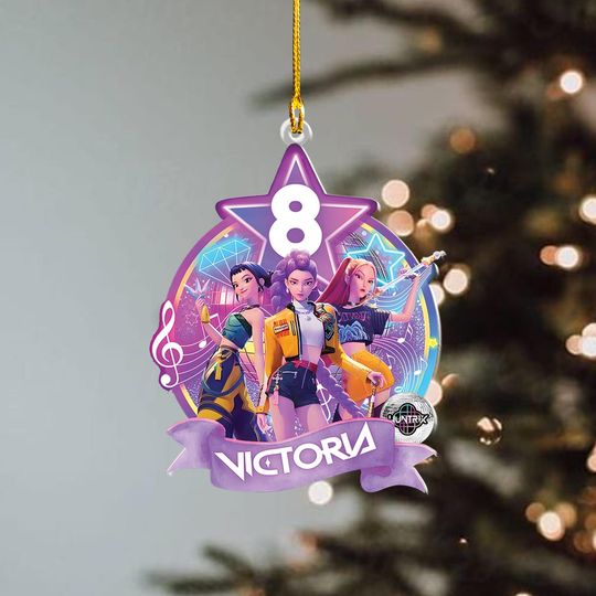 Discover Personalized Name KPOP Demon Hunter Christmas Ornament, Custom Kpop Demon Hunter Ornament