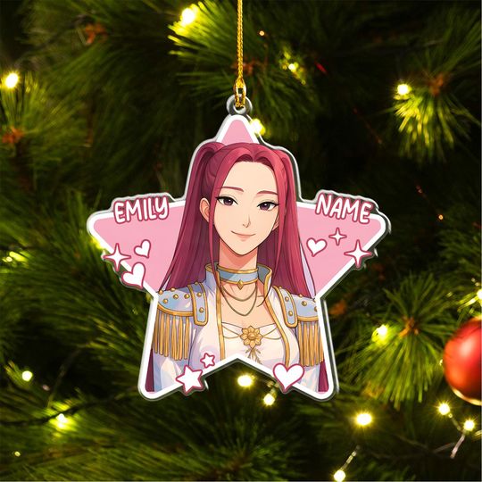 Discover Personalized Name Huntrix Mira Christmas Ornament, Custom Kpop Demon Hunter Ornament