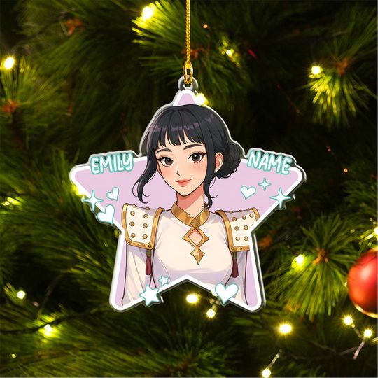 Discover Personalized Name Huntrix Zoey Christmas Ornament, Custom Kpop Demon Hunter Ornament