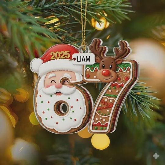 Discover Personalized Six Seven 2D Flat Ornament, Funny Number Meme Ornament