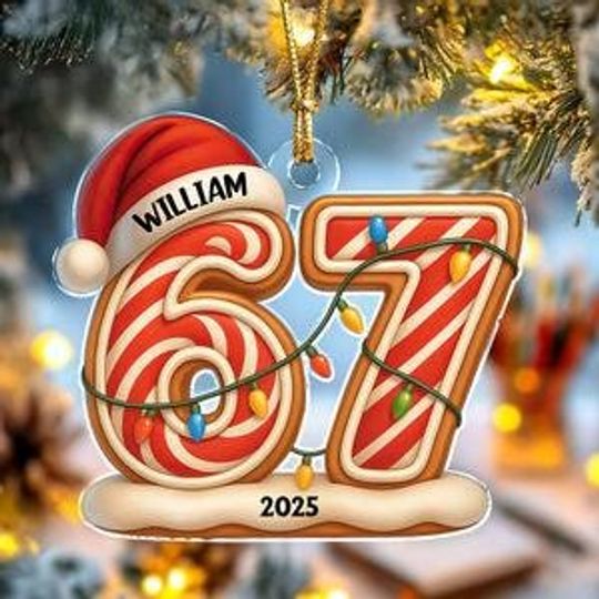 Discover Personalized Six Seven 2D Flat Ornament, Funny Number Meme Ornament