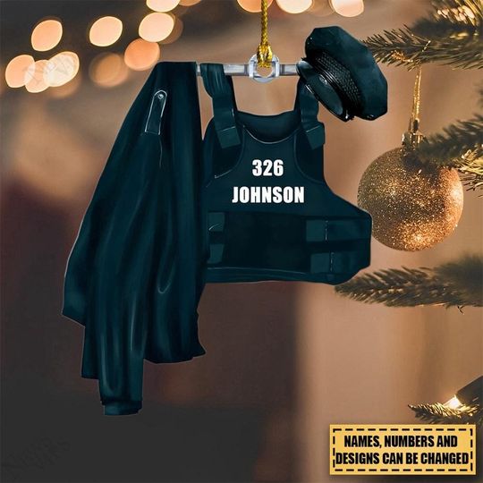 Discover Personalized Police Vest Ornament, Custom Name Badge Number Keepsake