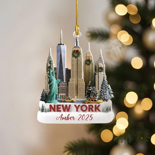 Discover Personalized New York City Ornament | Custom Travel Suitcase Diorama