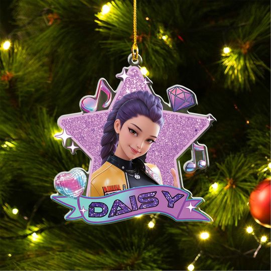 Personalized Name Huntrix Zoey Christmas Ornament, Custom Kpop Demon Hunter Ornament