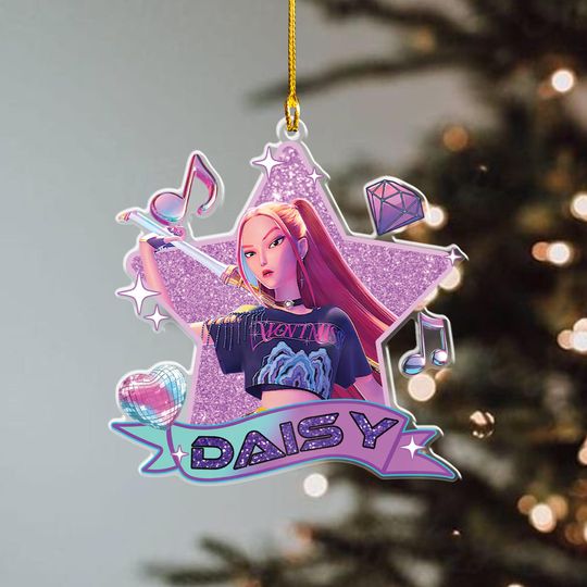 Personalized Name Huntrix Zoey Christmas Ornament, Custom Kpop Demon Hunter Ornament