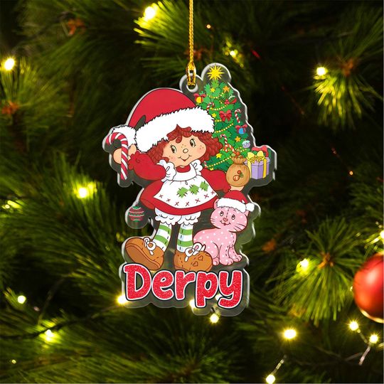 Discover Cute Girl & Cat Christmas Ornament, Custom Name Holiday Gift, Personalized Kids Xmas Tree Decoration, Acrylic Hanging Keepsake