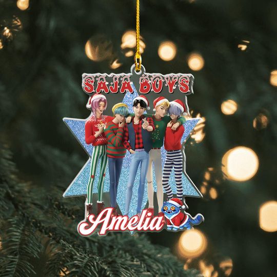 Discover Saja Boys Christmas Ornament, Anime Boy Band Xmas Gift, Cute Holiday Acrylic Decor, Personalized Name Ornament, Custom Xmas Keepsake
