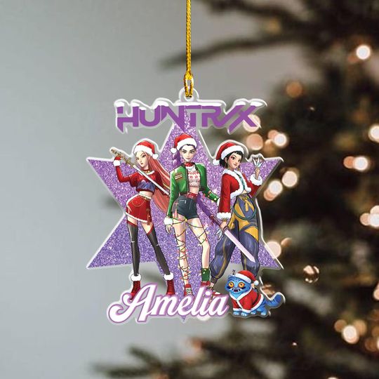 Huntrix Girls Christmas Ornament, Personalized Huntrix Gift, Anime Girl Ornament, Custom Name Xmas Decor, Holiday Star Ornament