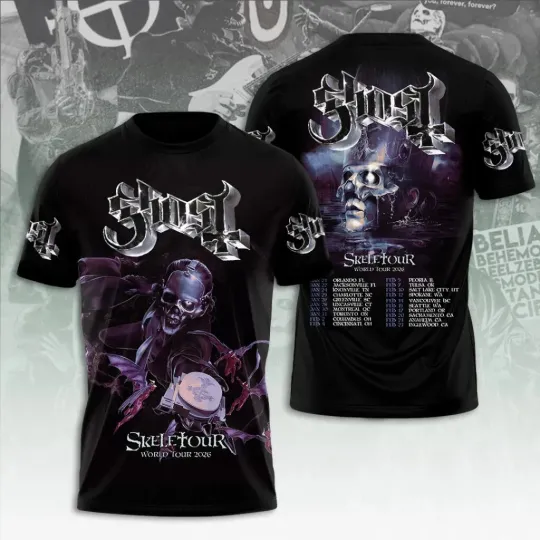 Ghost Band Skeletour World Tour 2026 3D T-Shirt