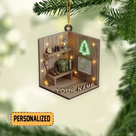 Discover Personalized Hiking Locker Christmas Ornament, Camper Adventure Ornament Gift