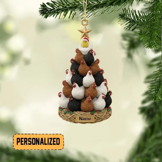 Discover Personalized Chicken Christmas Ornament, Hen Rooster Barn Ornament Farmer Gift