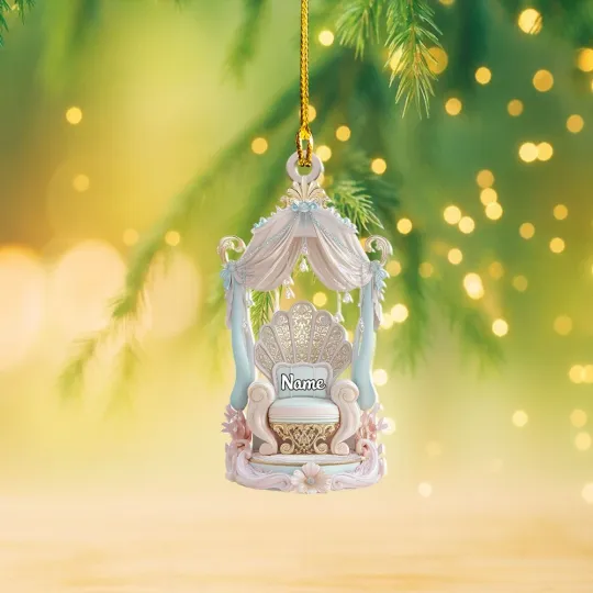 Discover Personalized Queen Throne Christmas Ornament, Royal Canopy Chair Ornament Gift
