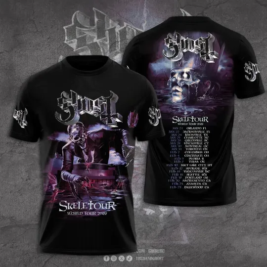 Ghost Band Skeletour World Tour 2026 3D T-Shirt