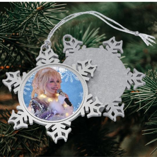 Discover Dolly Parton Pewter Snowflake Christmas Photo Ornament