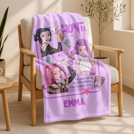 Discover Custom Kpop Huntrix Blanket,Personalized Kpop Demon Blanket,Hunter Girls Throw,Holiday Kpop Fun Gift,Anime Girls Blanket Gift,Mira Zoey Rumi