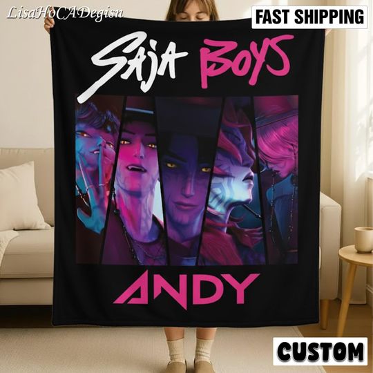 Discover Saja Boys Theme Personalized Blanket ,Kpop Demon Saja Boys Blanket,Personalized Anime Blanket