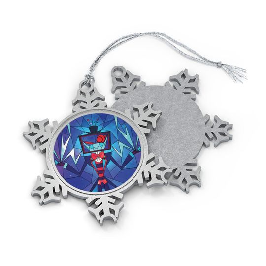 Vox Hazbin Hotel Pewter Snowflake Christmas Ornament: Vibrant Holiday Decor
