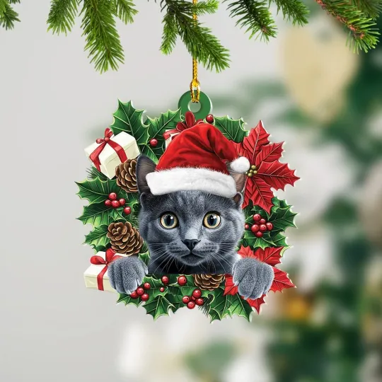 Discover Russian Blue Cat Christmas Ornament, Russian Blue Cat Ornament Gift