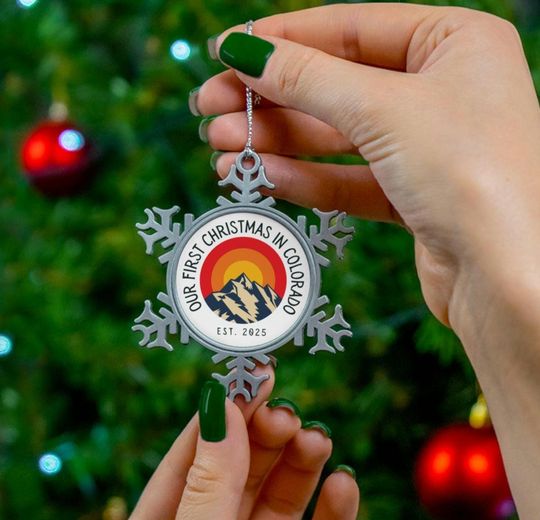 Discover First Christmas in Colorado 2025 - Pewter Snowflake Tree Ornament