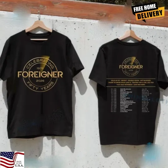 Discover Foreigner Celebrating Fifty Years Tour 2026 T-shirt Xmas Gift For Fans