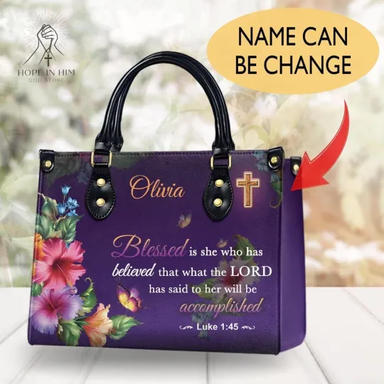 Discover Personalized Christian Leather Handbag, Cross Faith Christian Women Leather Bag
